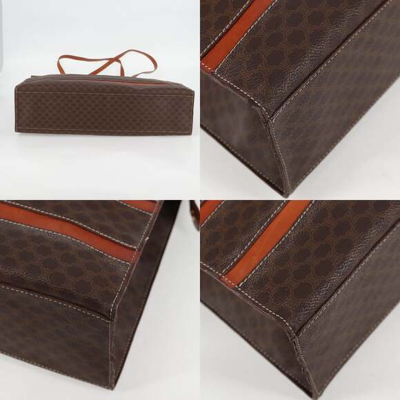 CELINE Macadam Canvas Tote Bag Pvc Leather Brown Gold - Picture 10 of 13